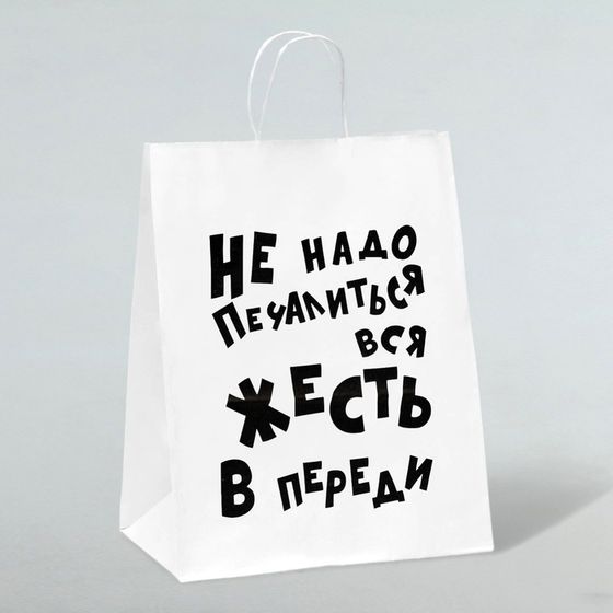 Пакет подарочный с приколами, крафт «Не надо печалиться», белый, 24 х 14 х 28 см