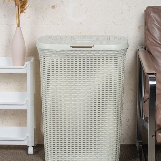 Корзина для белья RATTAN STYLE 40л кремовая