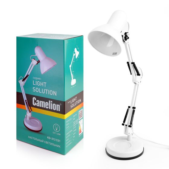 Лампа настольная Camelion KD-313 C01 40Вт E27 белый (13639)