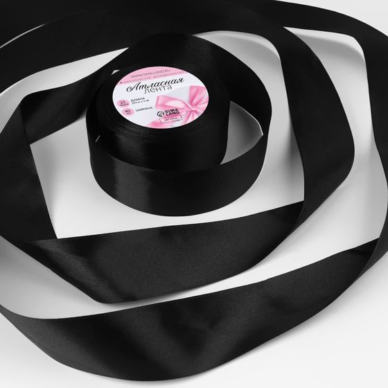 !09 Лента атласная, 40 мм × 46 ± 1 м, цвет чёрный №39 (2 бабины)