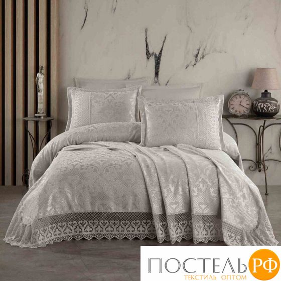 S5226/05 Покрывало EFOR Pique Bedspread MERYEM (240*260) с наволочками серый GRI