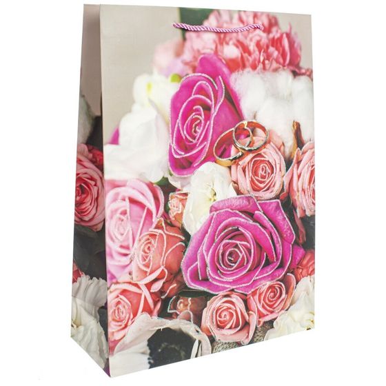 Пакет подарочный (бумага 210г/м2, блок микс 12шт), L26 W10 H32 см, 4в.