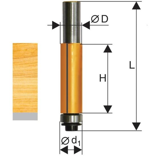Фреза кромочная ЭНКОР 10525, прямая, по дереву, d = 12 мм, 12.7 х 51 мм
