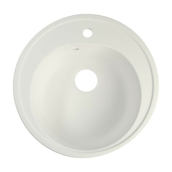 Мойка для кухни из камня ZEIN 3/G31, d=510 мм, круглая, перелив, белая матовая