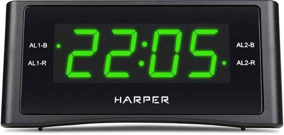 Радиобудильник Harper HCLK-1006 черный/LED зеленый