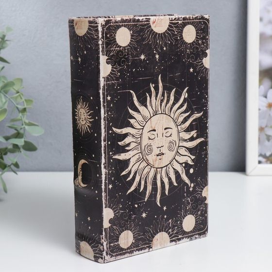 Шкатулка книга-сейф «Славянское солнце», дерево, искусственная кожа, 21×13×5 см