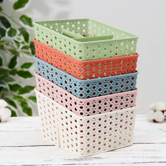 !09 Подставка - органайзер для мелочей, 3 ячейки, 15.5×13.5×10 см. цвет микс