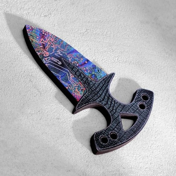 Сувенир деревянный &quot;Тычковый нож&quot;, малый, фиолетовый с узорами
