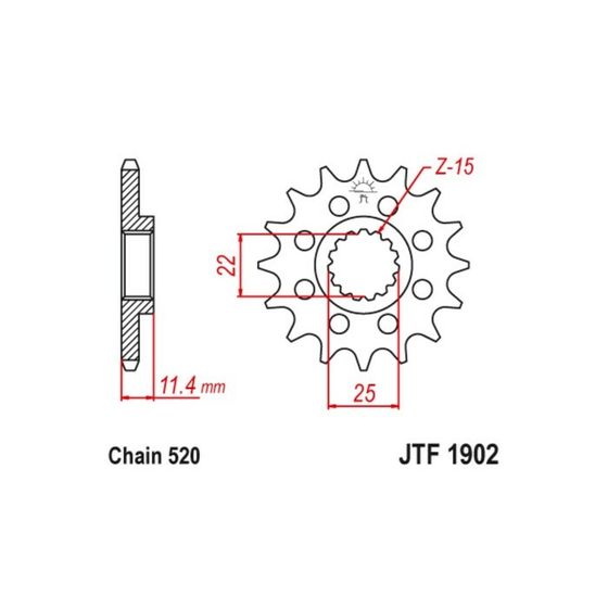 Звезда ведущая JT sprockets JTF1902-16, цепь 520, 16 зубьев