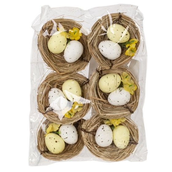 Набор из 6-ти изделий декоративных &quot;Гнездо пасхальное&quot; (6*4,5*2), L18 W12 H3 см