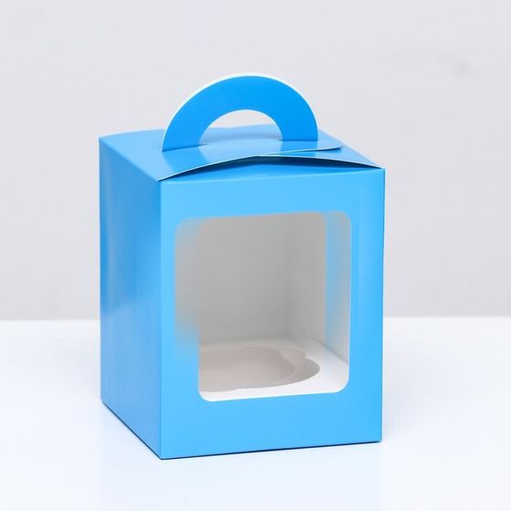 Коробка для 1 капкейк с окном голубая, 9.2×9.2×11.1 см