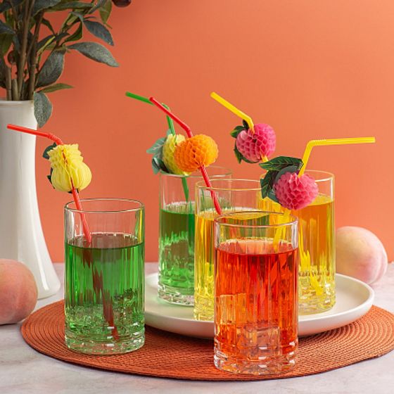 Соломка для коктейля ФРУКТЫ гибкая 100шт 24см (12684)(16661)