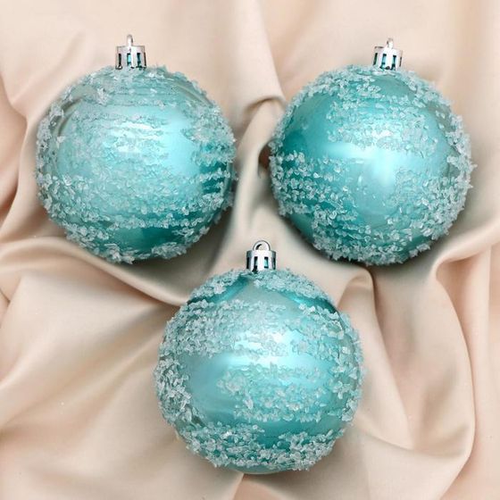 !09 Набор елочных шаров пластик (набор 6 штук) «Джейн», d=8 см, цвет зелёный