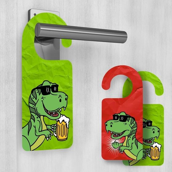 Табличка на дверь &quot;Динозавр с пивом&quot;
