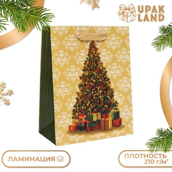 Пакет подарочный, ламинированный, &quot;Ёлочка с подарками&quot;,18 х 23 х 10 см.