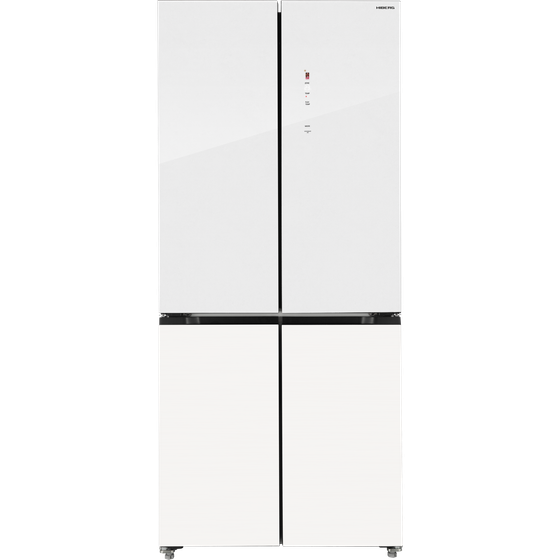 Холодильник Hiberg RFQ-600DX NFGW inverter белое мерцающее стекло, трехкамерный (Side-by-Side)