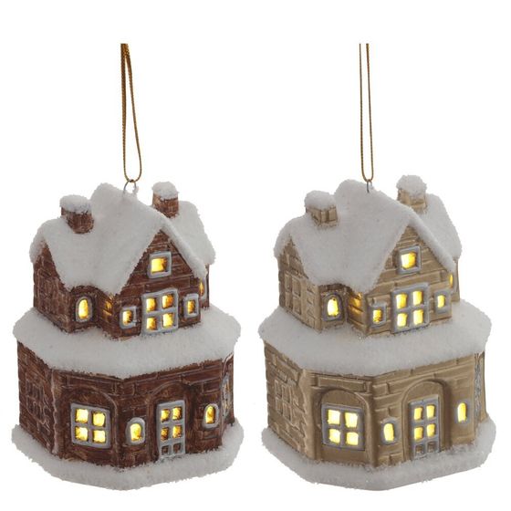 Изделие декоративное подвесное "Домик" (подсветка, 2xLR44), L7,5 W5,5 H9 см, 2в.
