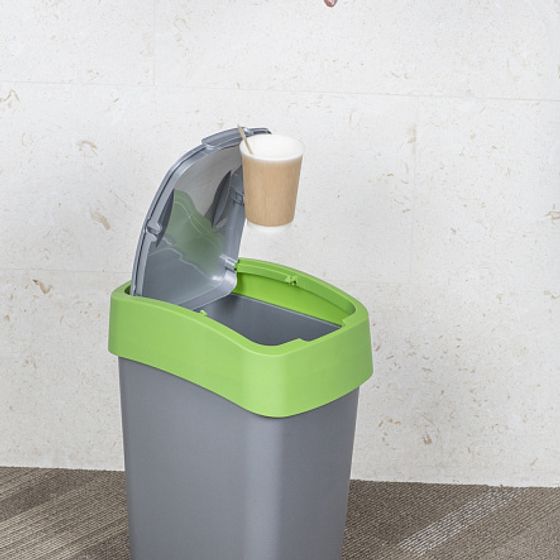 Контейнер для мусора FLIP BIN серебристый/зеленый 9л