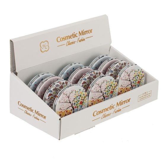 Зеркало карманное, Д7 Ш7 В1 см, 4в.