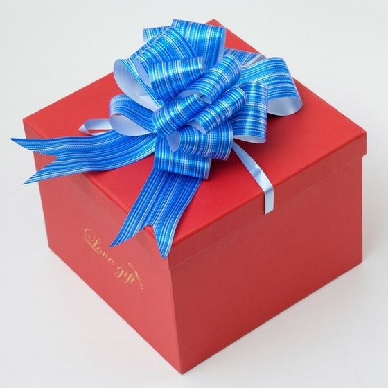 !09 Бант-шар (набор 12 штук) №4.5 "Тонкие полосы", цвет синий