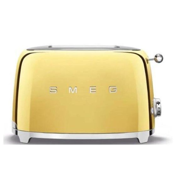 SMEG 2 SLICE 50S STYLE TOASTER, GOLD,6 BROWNING LEVELS,4 FUNCTIONS