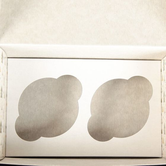 !09 Коробка на 2 капкейка /комплект 5 штук/ "В гостях у елочек", 16 х 10 х 8 см.