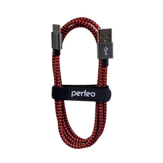 Кабель Perfeo USB 2.0 A(m) - Type-C(m) 3м черно-красный (U4902)