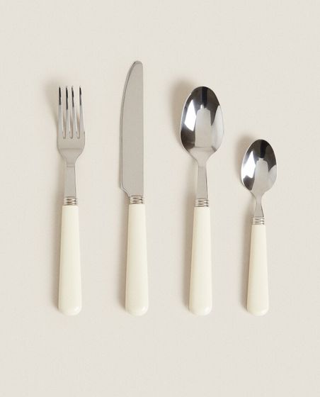 4-piece cutlery set with cream handle