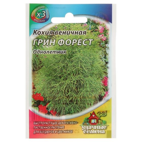 Семена цветов Кохия веничная &quot;Грин Форест&quot;, ц/п,  О, 0,2 г  серия ХИТ х3