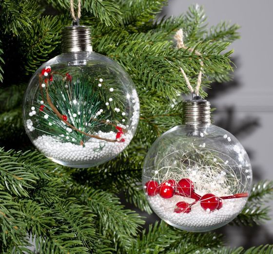 Набор ёлочных шаров «Веточки и шишки» 2 шт., батарейки, 5 LED, свечение белое