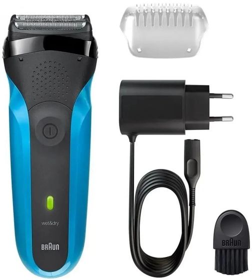 Бритва сетчатая Braun Series 3 310S аккум. черный/голубой