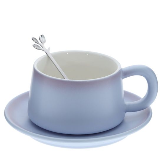 Кружка с блюдцем и ложкой, 250 мл, L16 W15 H8 см, 4в.