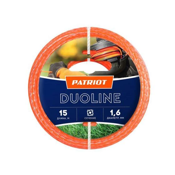 Леска PATRIOT Duoline, d=1.6 мм, 15 м, скрученный квадрат, двухцветная