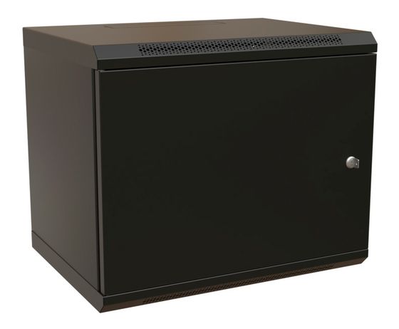 Шкаф коммутационный WRline (WR-TW-1566-SR-RAL9004) настенный 15U 600x600мм пер.дв.металл 2 бок.пан. направл.под винты 60кг черный 520мм 775мм IP20 ст