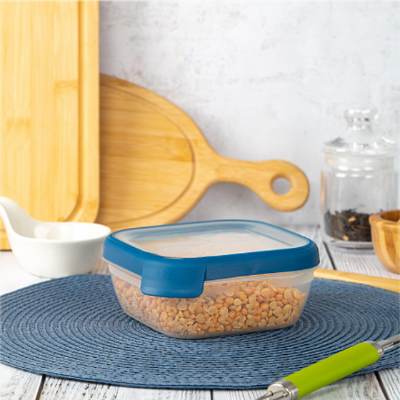 Контейнер для СВЧ GRAND CHEF ECO LINE прозрачный/синий 0.75л квадратный