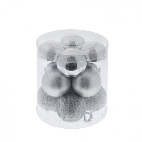 Набор из 12шт, Украшение новогоднее Шар &quot;Серебряный жемчуг&quot;, D 4 см, L9,5 W9,5 H10,5 см