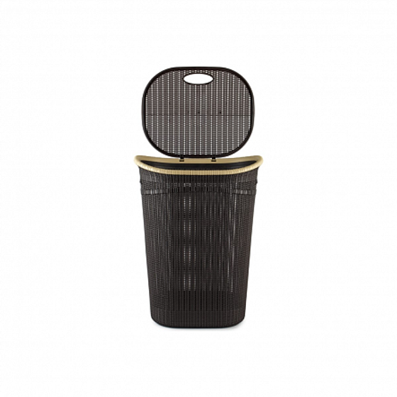 Корзина для белья 52л с крышкой коричневая