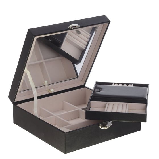 Шкатулка для украшений и часов с дорожным футляром, Д25 Ш25 В8,5 см