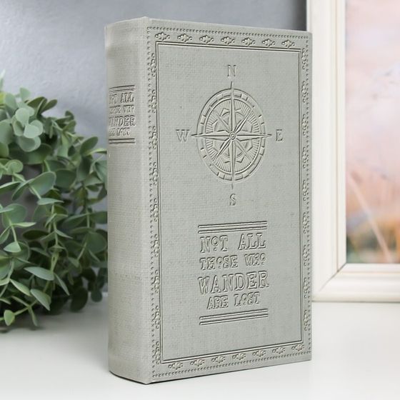 Шкатулка книга-сейф «Компас», дерево и искусственная кожа, с замком, 21×13×5 см