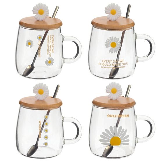 Кружка с крышкой и ложкой, 470 мл, L12,5 W9 H13 см, 4в.