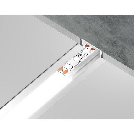 Профиль алюминиевый встраиваемый Ambrella Illumination Alum Profile, GP1001WH, 2000х6.8х21.5 мм, цвет белый, матовый рассеиватель