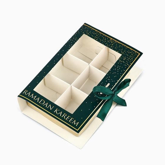 Коробка для конфет, 6 ячеек «Счастливого праздника Рамадан!» 14,8 х 9,5 х 3,5 см