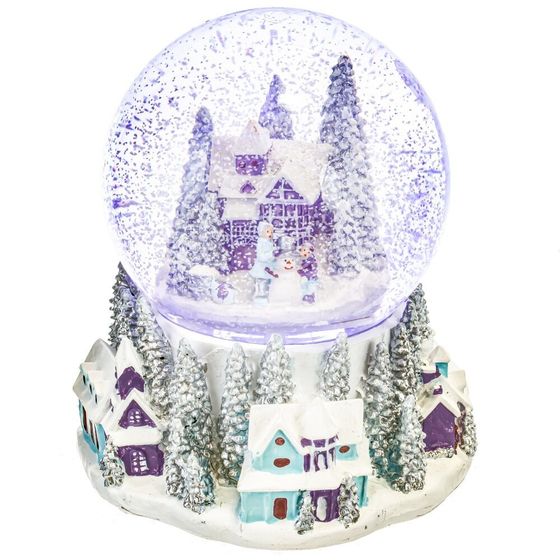 Фигур декор в стекл шаре &quot;Снеговик/Дом&quot; (подсв, муз, вьюга, AAAх3 н/п), D 10 см, L12 W11,5 H14 см, 2