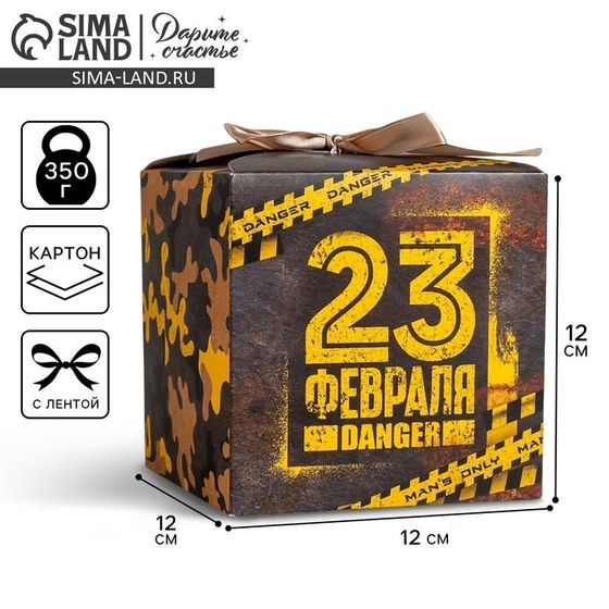 Коробка подарочная складная, упаковка, «С 23 февраля!», 12 х 12 х 12 см