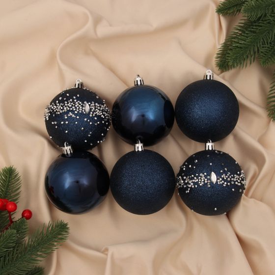 !09 Набор новогодних шаров (набор 6 штук) «Джейн - холод», пластик d-8 см. цвет синий