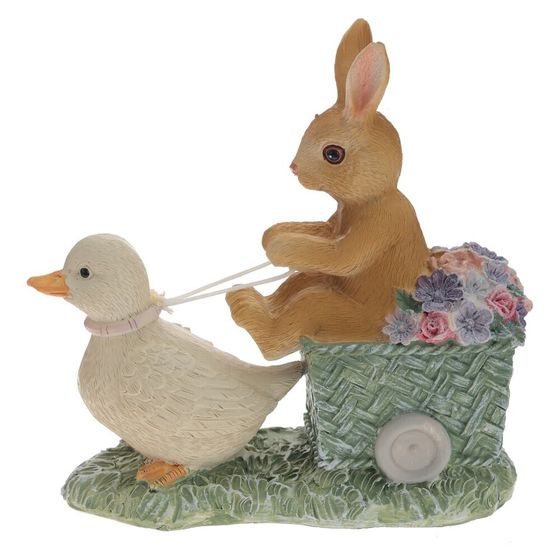Фигурка декоративная &quot;Заяц с уткой&quot;, L14 W6 H13 см