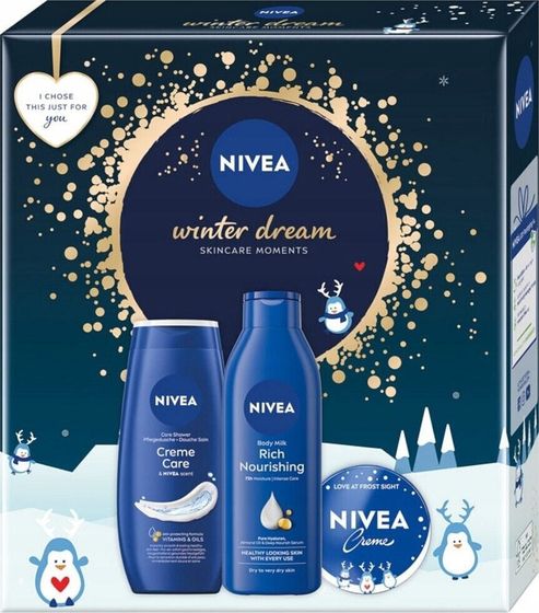 Alkotest NIVEA_SET Winter Dream żel pod prysznic 250ml + krem uniwersalny 100ml