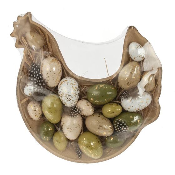 Набор из 18-ти изделий декоративных подвесных &quot;Яйцо&quot; (4*6, 3*4), L29 W31 H4,5 см