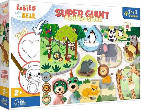 Trefl Primo Puzzle Giant 3in1 15 деталей Малыши в зоопарке