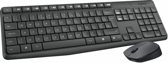 Клавиатура+мышь Logitech MK235 RUS беспроводной черный (920-007949)
